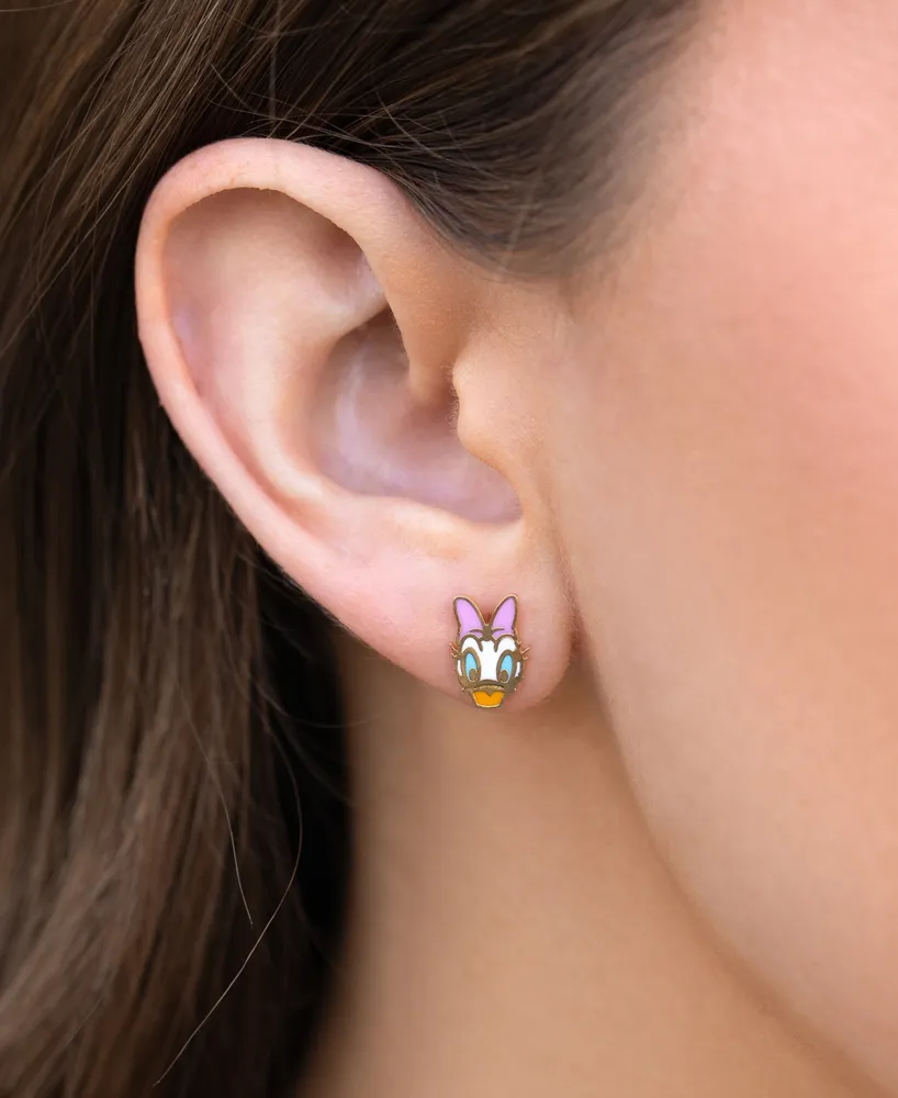 Girls Crew 18k Gold-Plated Color Daisy Duck Stud Earrings