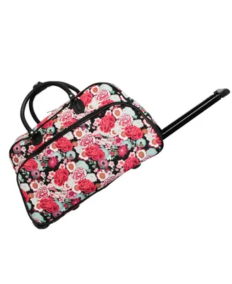World Traveler Floral 21-Inch Carry-On Rolling Duffel Bag