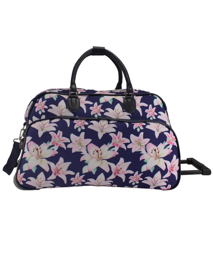 World Traveler Floral 21-Inch Carry-On Rolling Duffel Bag