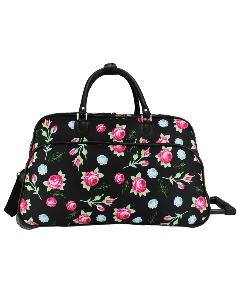 World Traveler Floral 21-Inch Carry-On Rolling Duffel Bag