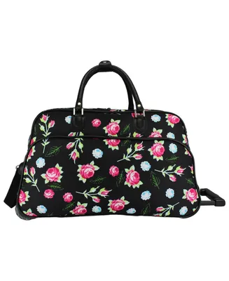 World Traveler Floral 21-Inch Carry-On Rolling Duffel Bag