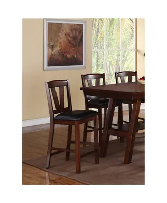 Simplie Fun Dark Walnut Wood Framed Back Set Of 2 Counter Height Dining Chairs Breakfast Kitchen Cushion