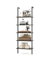 Costway 5 Tier Ladder Shelf 71'' Height Wall-Mounted Bookshelf Display Storage Organizer