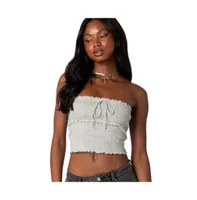 Women's Savannah Pointelle Tube Top - Gray