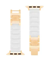 Anne Klein Women's White Ceramic and Gold-Tone Alloy Bracelet Compatible with 42/44/45/Ultra/Ultra 2 Apple Watch - White, Gold