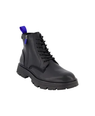 Dkny Men's Side Zip Lace Up Rubber Sole Work Boots