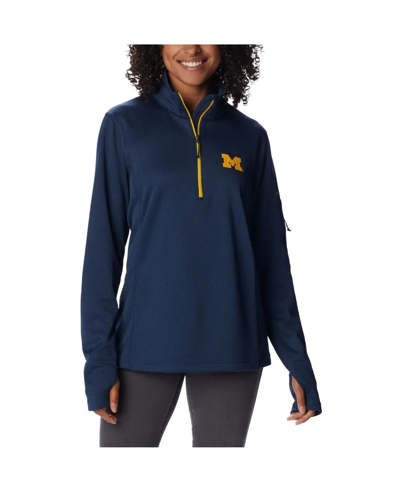 Women's Columbia Navy Michigan Wolverines Park View Omni-Wick Half-Zip Top