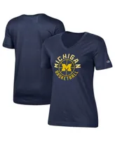 Women's Champion Navy Michigan Wolverines Basketball V-Neck T-shirt
