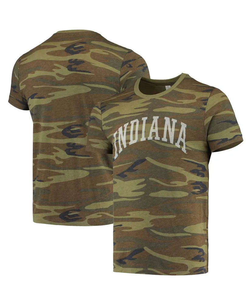 Men's Alternative Apparel Camo Distressed Indiana Hoosiers Arch Logo Tri-Blend T-shirt