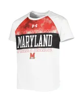 Big Boys Under Armour White Maryland Terrapins Gameday Print Raglan T-shirt