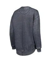 Women's Pressbox Black Distressed Nebraska Huskers Vintage-Like Wash Pullover Sweatshirt