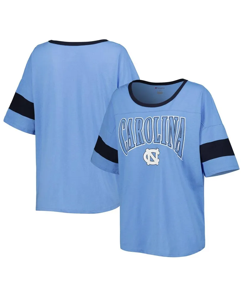 Women's Champion Carolina Blue North Carolina Tar Heels Jumbo Arch Striped Half-Sleeve T-shirt