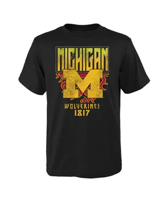 Big Boys Black Distressed Michigan Wolverines The Legend T-shirt