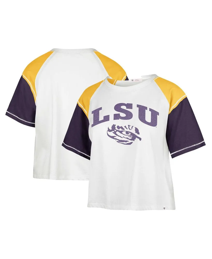 Women's '47 Brand White Lsu Tigers Serenity Gia Cropped T-shirt