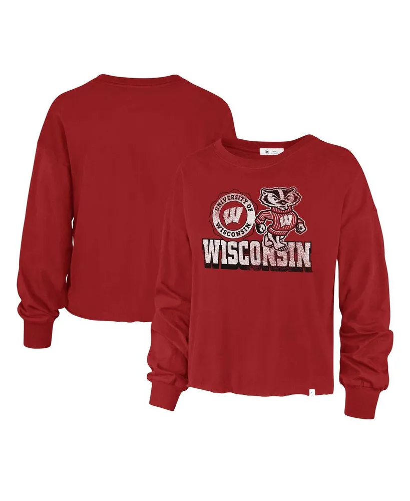 Women's '47 Brand Red Distressed Wisconsin Badgers Bottom Line Parkway Long Sleeve T-shirt