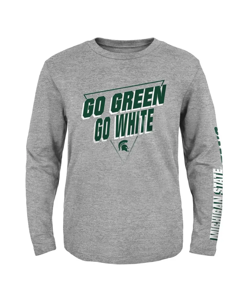 Big Boys Heather Gray Michigan State Spartans 2-Hit For My Team Long Sleeve T-shirt