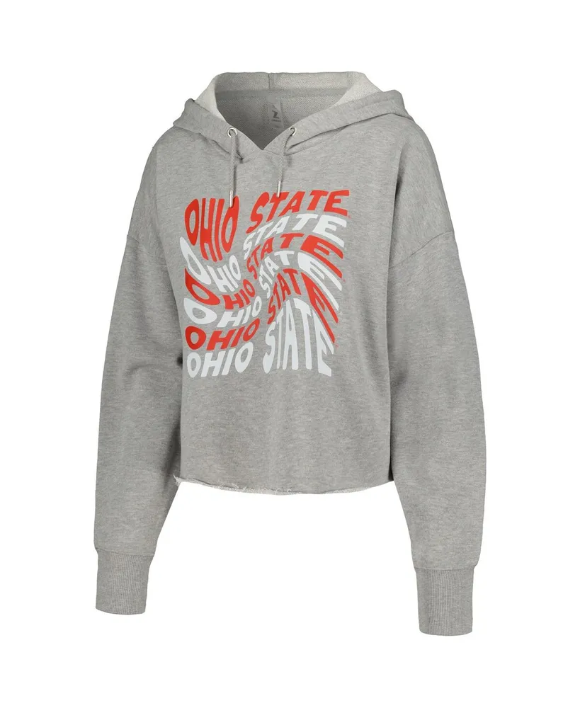 Women's ZooZatz Gray Ohio State Buckeyes Swirl Cropped Pullover Hoodie