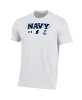 Men's Under Armour White Navy Midshipmen 2023 Aer Lingus College Football Classic Celtic Knot Performance Cotton T-shirt