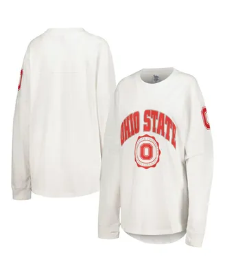 Women's Pressbox White Ohio State Buckeyes Edith Long Sleeve T-shirt