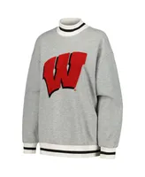 Women's Gameday Couture Ash Wisconsin Badgers It To Win Sporty Mock Neck Pullover Sweatshirt