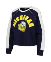 Women's Gameday Couture Navy Michigan Wolverines Blindside Raglan Cropped Pullover Sweatshirt