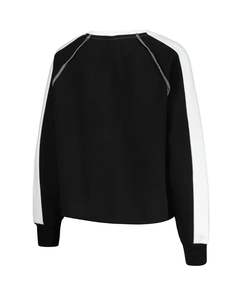 Women's Gameday Couture Black Usc Trojans Blindside Raglan Cropped Pullover Sweatshirt