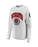 Women's Pressbox White Northeastern Huskies Edith Long Sleeve T-shirt