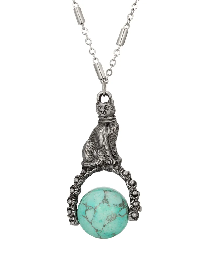 2028 Turquoise Bead Cat Spinner Necklace
