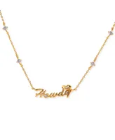 Girls Crew 18k Gold-Plated Crystal Howdy Script Choker Pendant Necklace, 13" + 3" extender