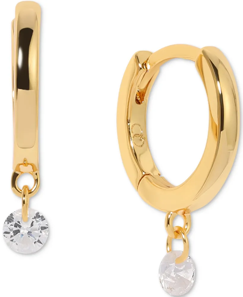 Girls Crew 18k Gold-Plated Crystal Charm Hoop Earrings