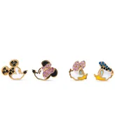 Girls Crew 18k Gold-Plated 4-Pc. Set Color Crystal Sweethearts Single Stud Earrings