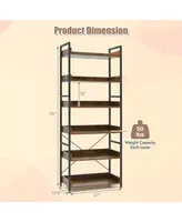 Costway 6-Tier Bookshelf Open Display Shelves Storage Rack Metal Frame