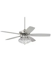 52" Journey Modern Indoor Ceiling Fan with Led Light Dimmable Remote Control Brushed Nickel Blade Clear Crystal Ball Strand for House Bedroom Living R