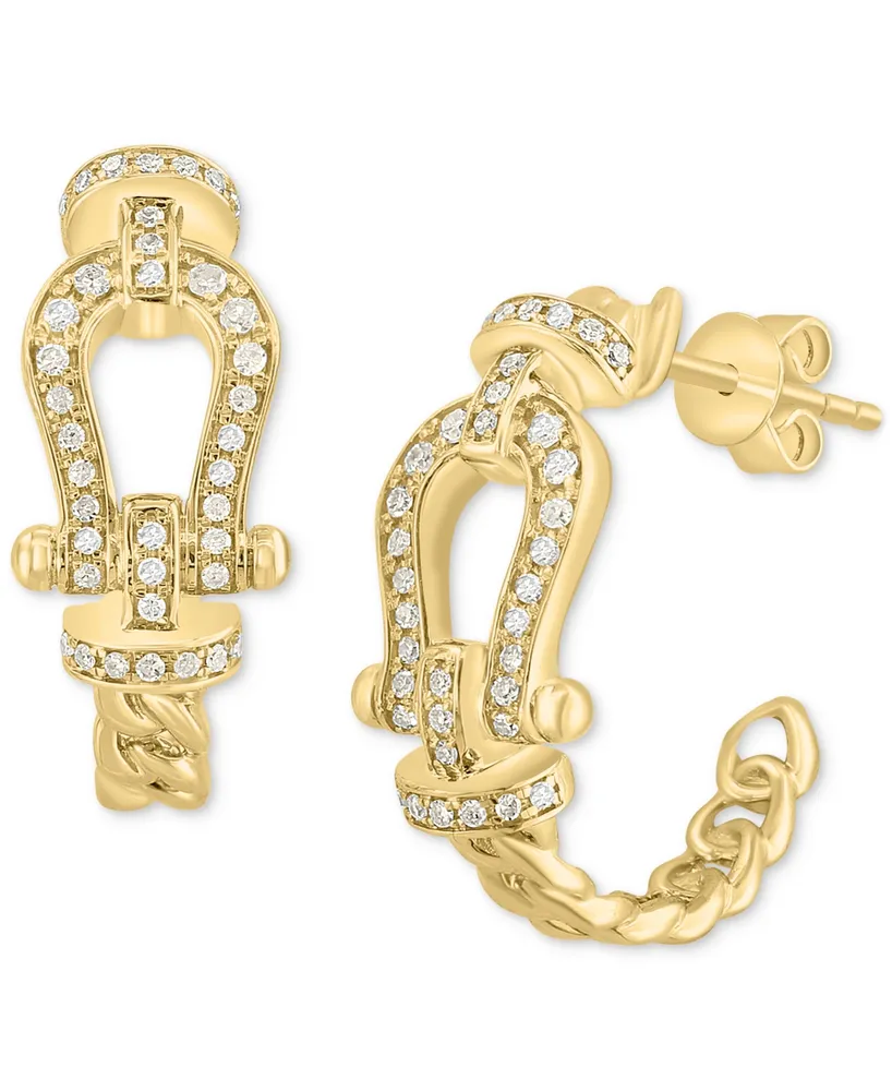 Effy Diamond Horseshoe Buckle Hoop Earrings (1/4 ct. t.w.) in 14k Gold