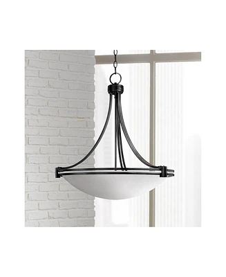 Possini Euro Design Deco Oil Rubbed Bronze Pendant Chandelier 24.25" Wide Modern White Marbled Bowl Glass 5