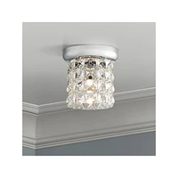 Vienna Full Spectrum Cesenna Luxury Close To Ceiling Light Flush Mount Fixture 4 3/4" Wide Chrome Studded Glass Crystal Cylinder Shade for Bedroom Hal