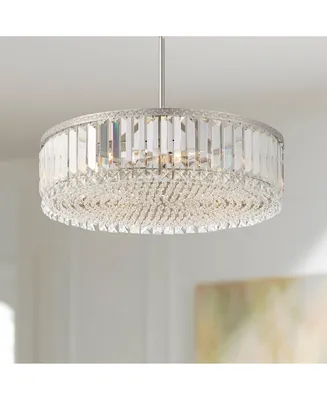 Stiffel Ella Brushed Nickel Drum Pendant Chandelier Lighting 20 1/4" Wide Modern Clear Crystal 5