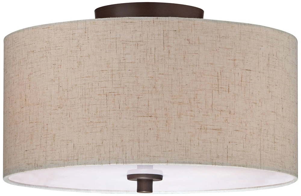 Regency Hill Sylvan Modern Ceiling Light Semi Flush-Mount Fixture 14" Wide Bronze 3