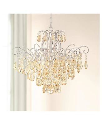 Vienna Full Spectrum Mellie Warm Champagne Gold Chandelier Lighting 24" Wide Country Cottage Crystal 6