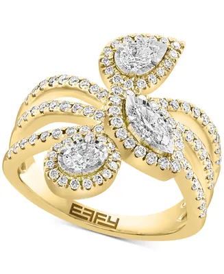 Effy Diamond Marquise, Oval, & Pear Triple Row Statement Ring (1 ct. t.w.) Ring in 14k Two-Tone Gold