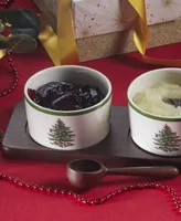 Spode Christmas Tree Condiment Bowl and Spoon Set, 7 Pieces