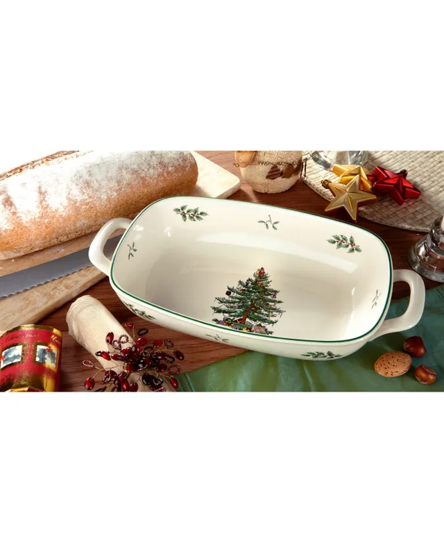 Spode Christmas Tree Rectangular Handled Baking Dish