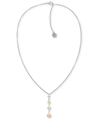 Tommy Hilfiger Two-Tone Stainless Steel Metallic Orb Lariat Necklace, 17" + 2" extender