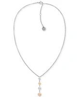 Tommy Hilfiger Two-Tone Stainless Steel Metallic Orb Lariat Necklace, 17" + 2" extender