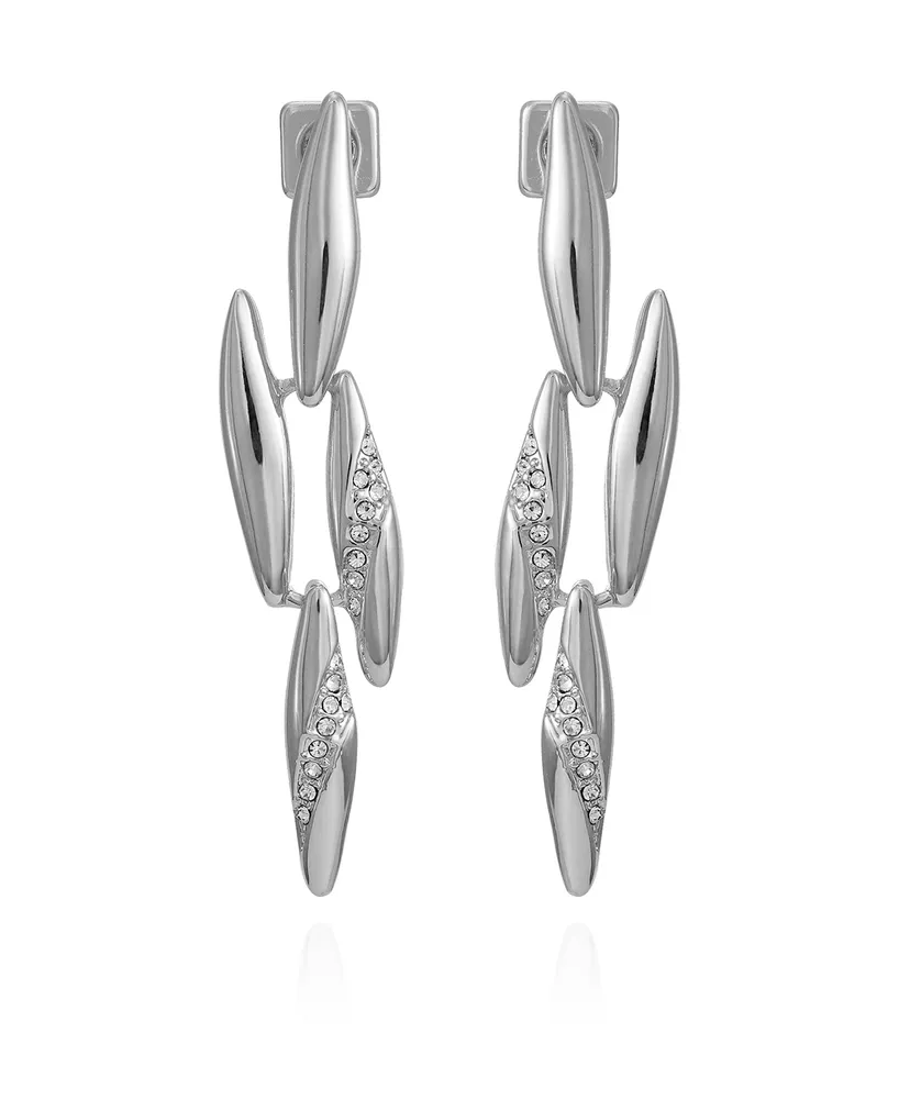 Vince Camuto Silver-Tone Glass Stone Chandelier Drop Earrings