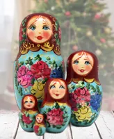 Designocracy Floral Matreshka Hand painted Nested Doll Set of 5 by G.DeBrekht