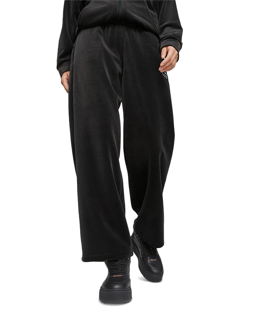 Puma Women's Essential Elevated Velour Straight-Leg Sweatpants