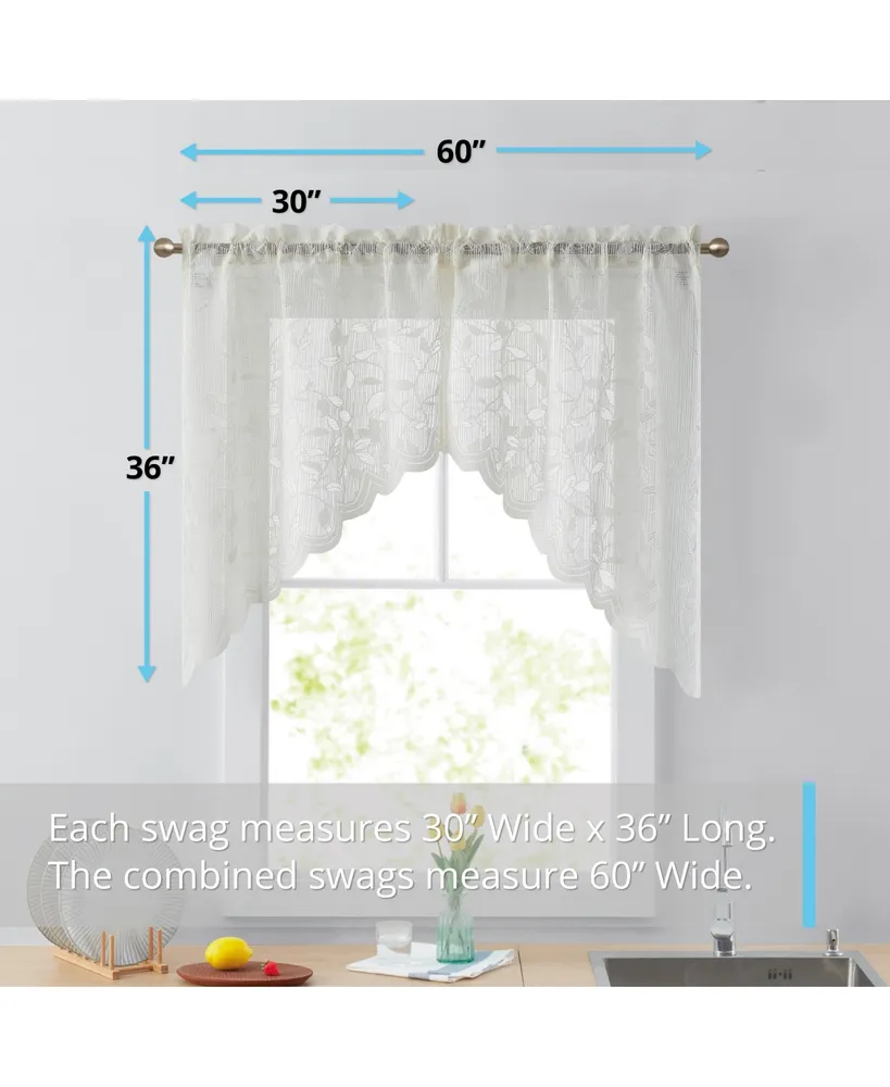 Hlc.me Joyce Semi Sheer Kitchen Swag Curtain Panels - Rod Pocket for Small Windows, Kitchen & Bathroom