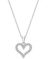 Diamond Open Heart Pendant Necklace (1/4 ct. t.w.) 14k White or Yellow Gold, 18" + 2" extender