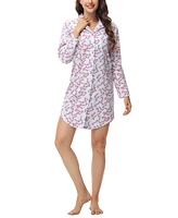 Ink+Ivy Women's Long Sleeve Notch Collar Sleepshirt Nightgown